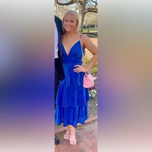 Royal blue tiered Lulu’s dress. Slightly stretchy material.